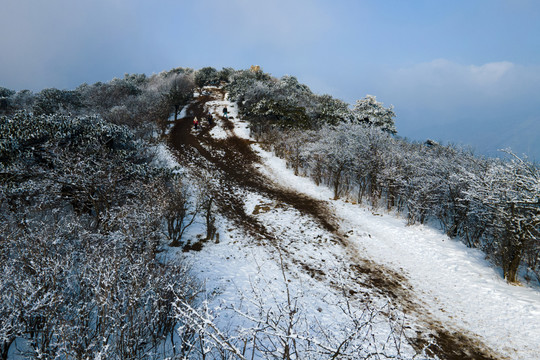 徒步龙王山看雪景