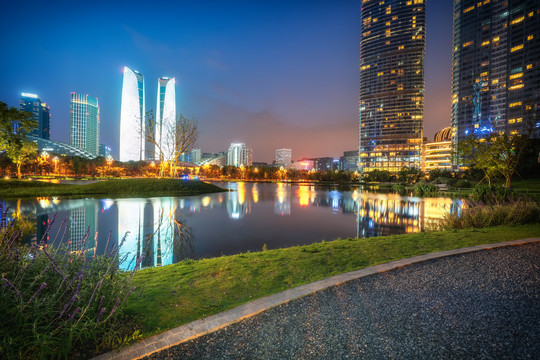 四川成都金融中心夜景