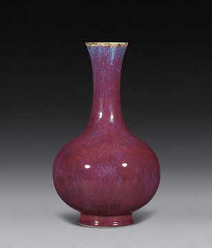 红釉大理石纹花瓶