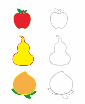 苹果葫芦桃子线描图