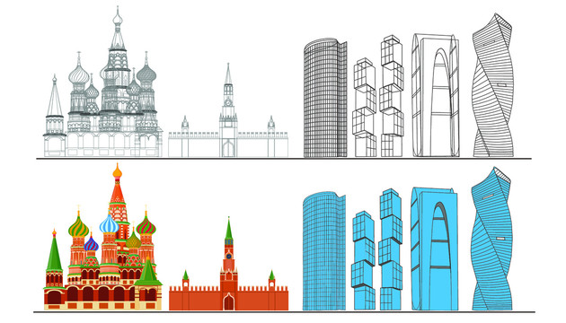 俄罗斯莫斯科地标建筑矢量设计