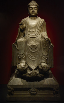 唐代汉白玉弥勒佛坐像