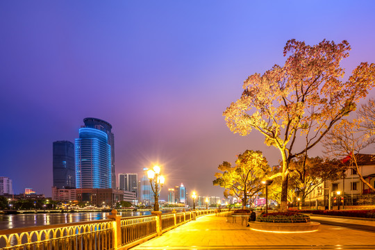 宁波老外滩街景夜色