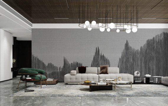 灰色墙布壁纸室内背景设计效果图