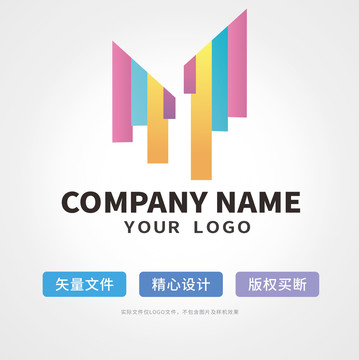 音乐m字母logo