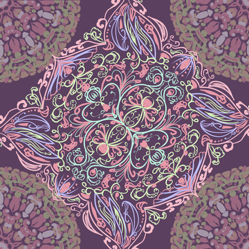 紫色花纹挂毯