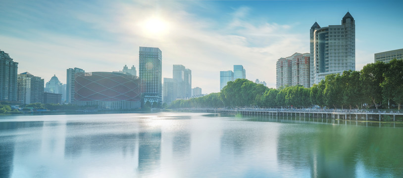 武汉城市天际线和水果湖风光