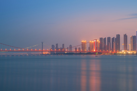 武汉城市天际线和长江汉江夜景