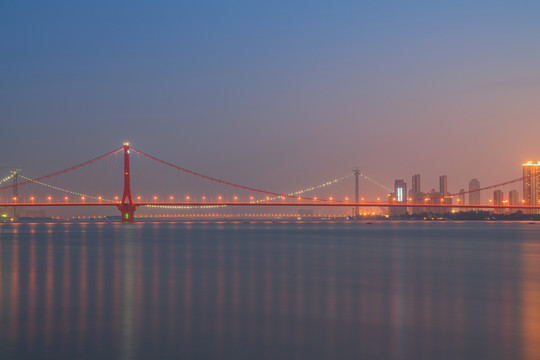 武汉城市天际线和长江汉江夜景