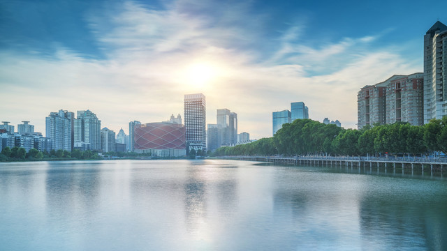 武汉城市天际线和水果湖风光