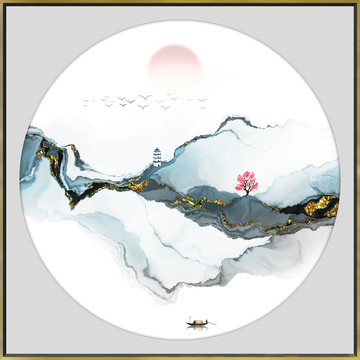 高端新中式山水水墨装饰画