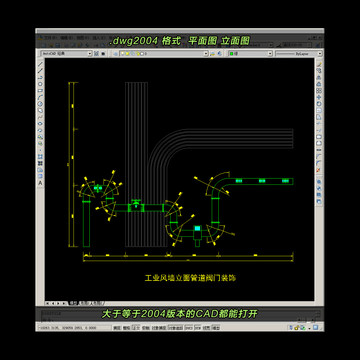 工业风管道CAD立面图
