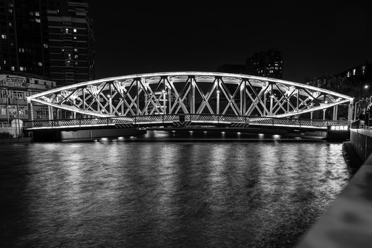 上海浙江路桥黑白夜景