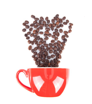 杯子里喷出的咖啡豆创意