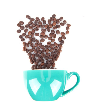 杯子里喷出的咖啡豆创意