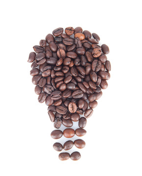 咖啡豆组成的灵感灯泡