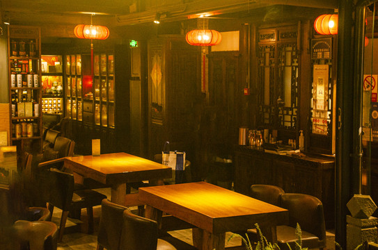 成都锦里古色古香的茶餐厅