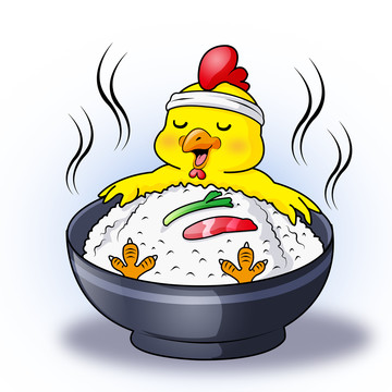 黄焖鸡米饭卡通设计