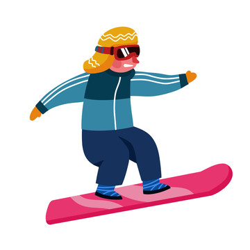 滑雪卡通人物插画