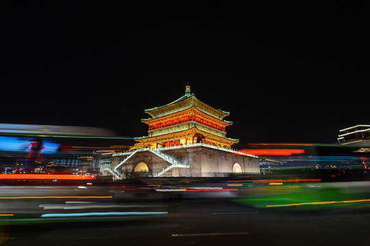 陕西省西安市钟楼夜景