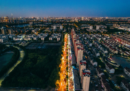 城市夜景道路交通航拍