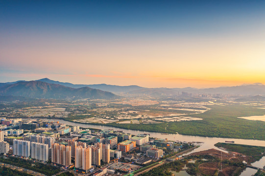 广东省深圳市福田区城市航拍风光