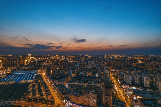 城市夜景建筑航拍