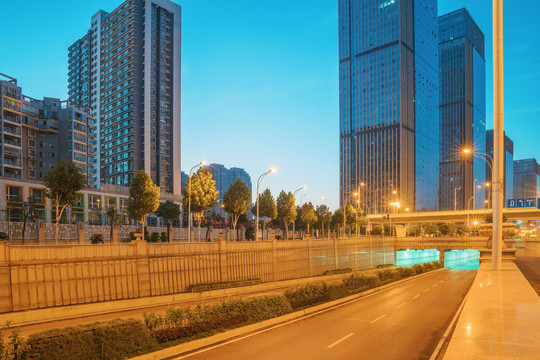 武汉城市天际线和立交桥夜景