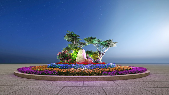 花坛绿化夜景景观设计效果图方案