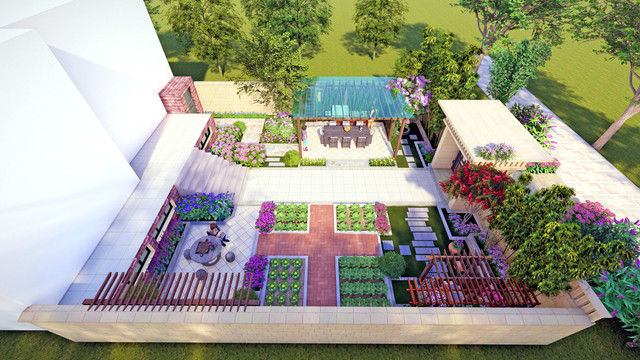 简欧庭院花园景观设计效果图