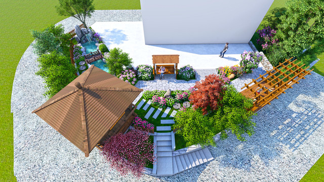 民宿花园庭院景观设计效果图