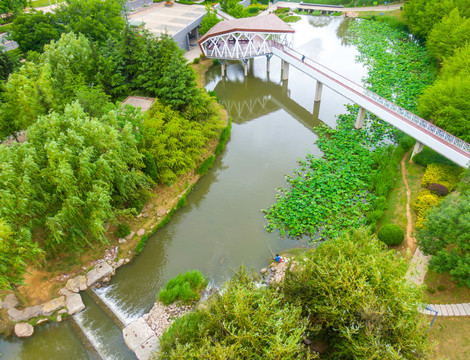 青岛李村河公园城市风光