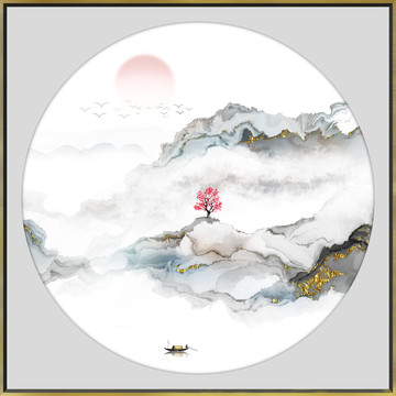 高端新中式山水水墨装饰画