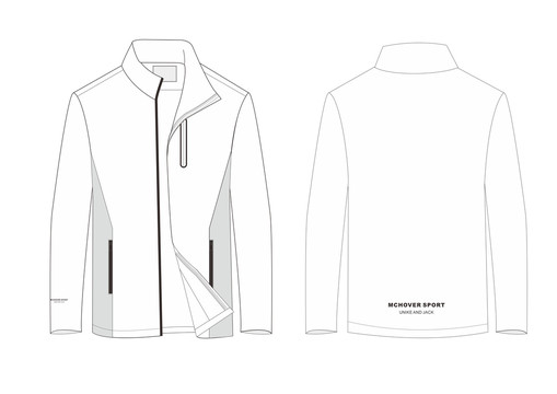 原创单层立领夹克设计模板款式图