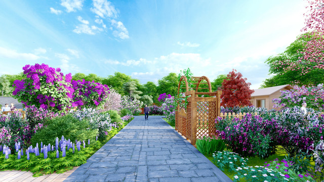 庄园庭院景观花园设计效果图