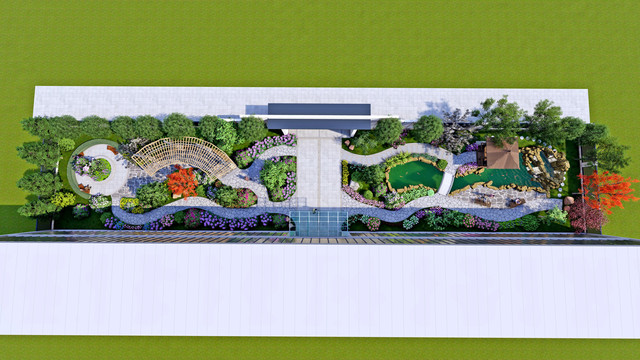 厂区庭院花园景观设计方案效果图