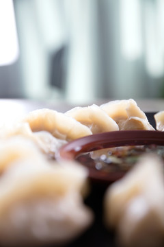 中国传统美食饺子特写