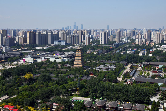 西安大雁塔古建筑城市风光