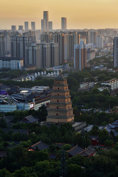 西安大雁塔古建筑城市风光