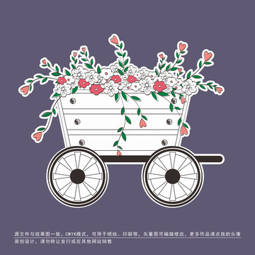 线描花车