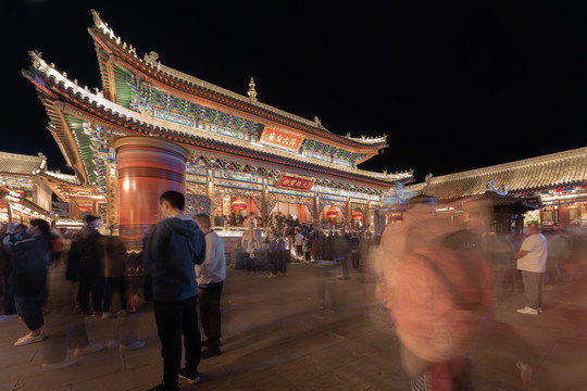 山西五台山广化寺夜景