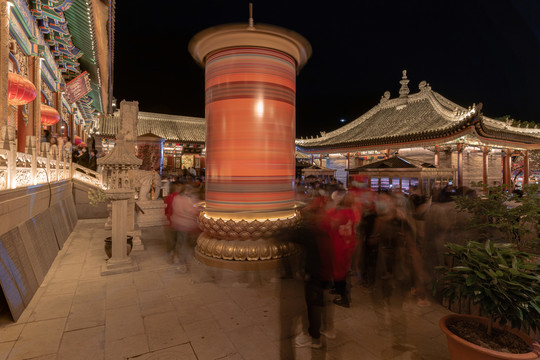 山西五台山广化寺夜景