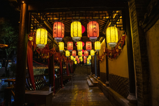 江北水乡运河古城台儿庄夜景