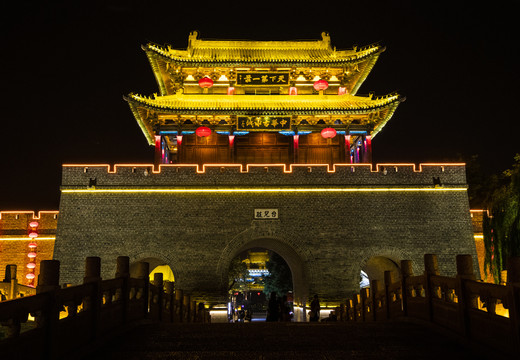 江北水乡运河古城台儿庄夜景