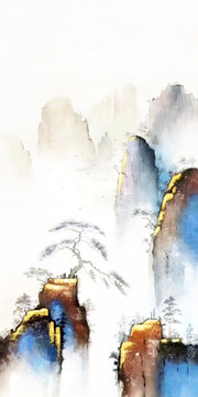 中式山水风景画