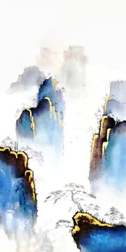 中式写意风景山水画