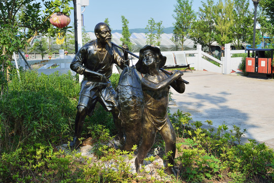公园雕塑渔民雕塑