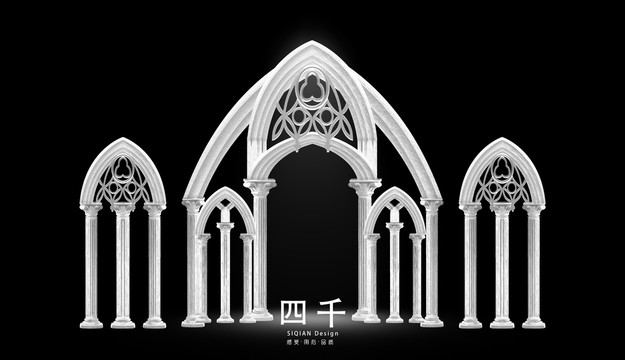 婚礼设计手绘素材泡雕欧式拱门
