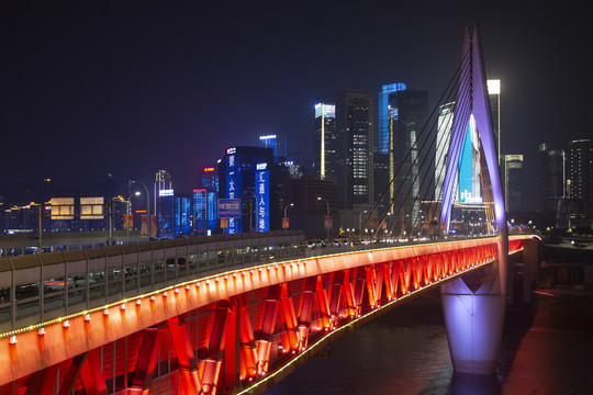 重庆千厮门大桥都市夜景