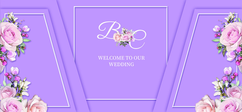 紫色玫瑰婚礼背景